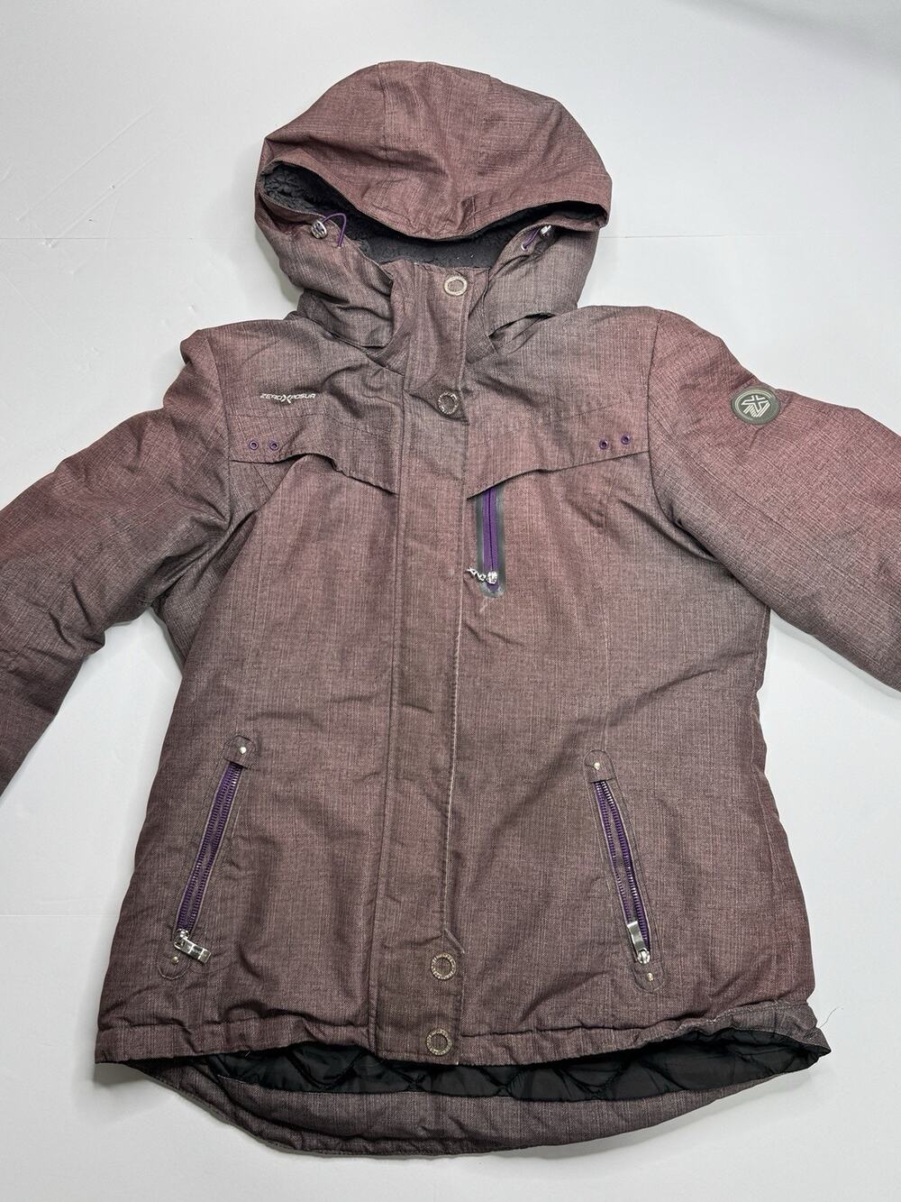 ZeroXposur Womens Burgundy Purple Insulated Ski Jacket Hooded Winter Snow Coat
